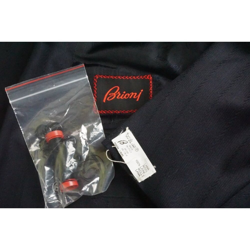 Brioni Plinio Navy Blue Textured 100% Wool Double Breasted Sport Coat Sz 50R NEW - Picture 3 of 13